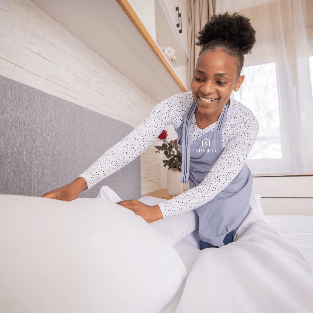 Housekeeper cleaning